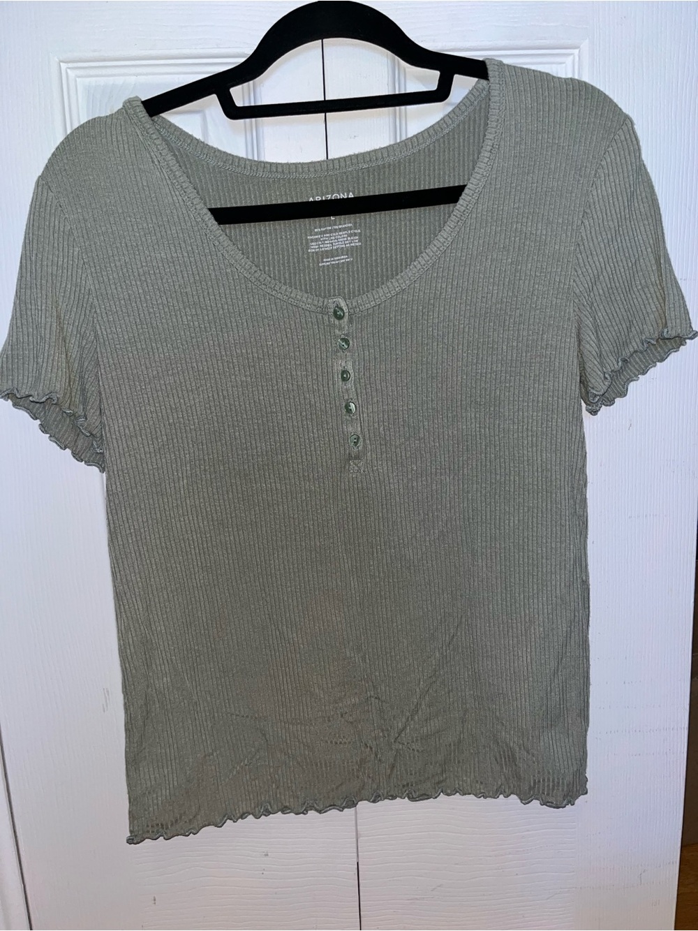 Arizona Jean Company Ribbed Scoop Neck Tee - Sage Green